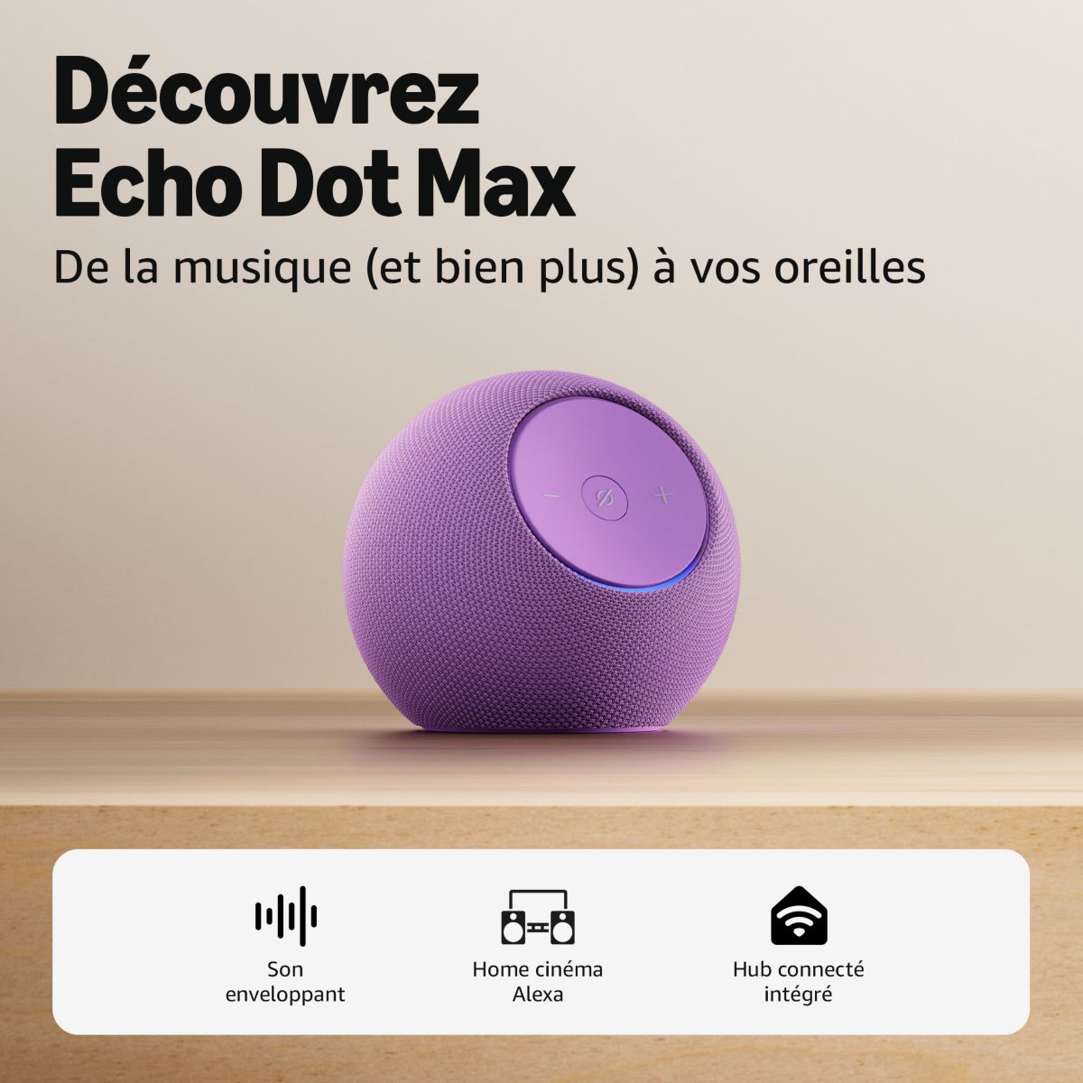 Assistant vocal Echo Dot Max - Glacier White violet, AMAZON