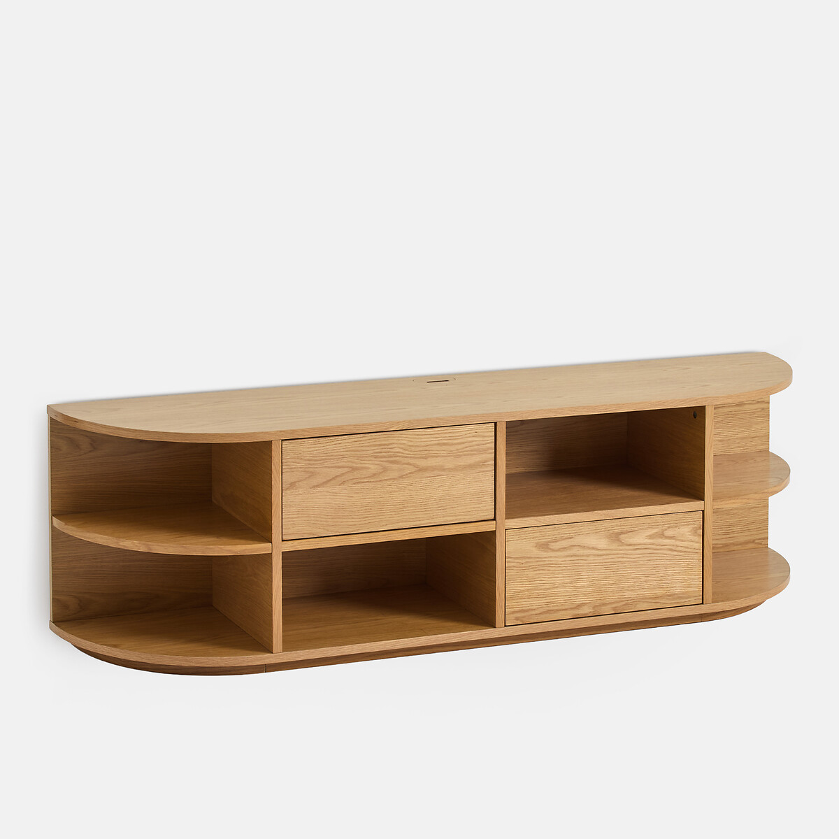 Maddy Oak Veneer Hanging TV Stand with 2 Doors and 6 Compartments, W160cm oak, LA REDOUTE INTERIEURS
