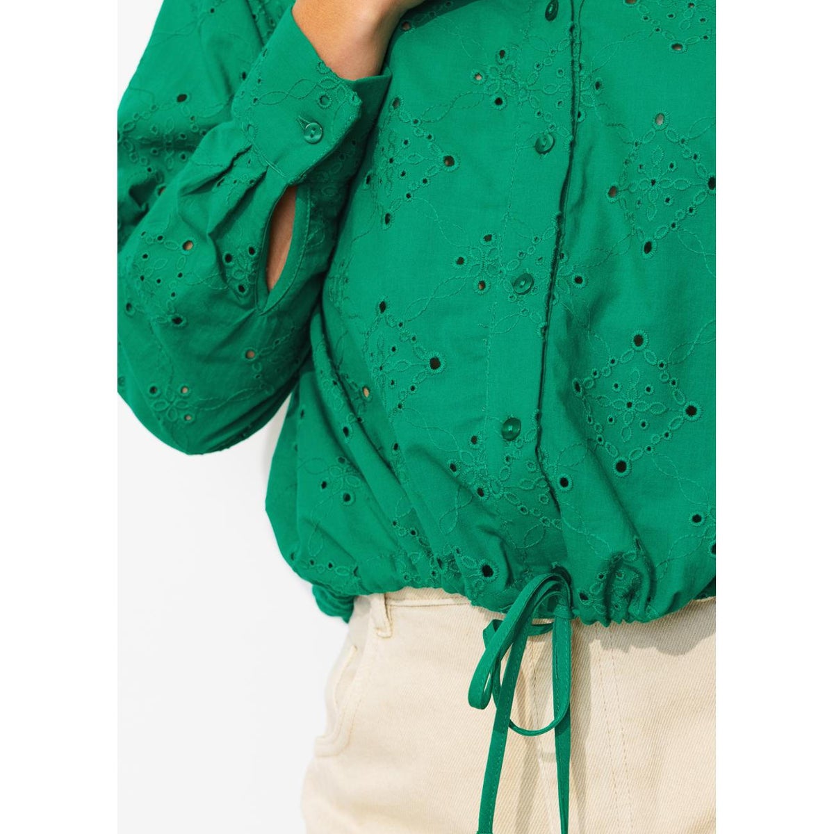Chemise en broderie anglaise vert, PROMOD