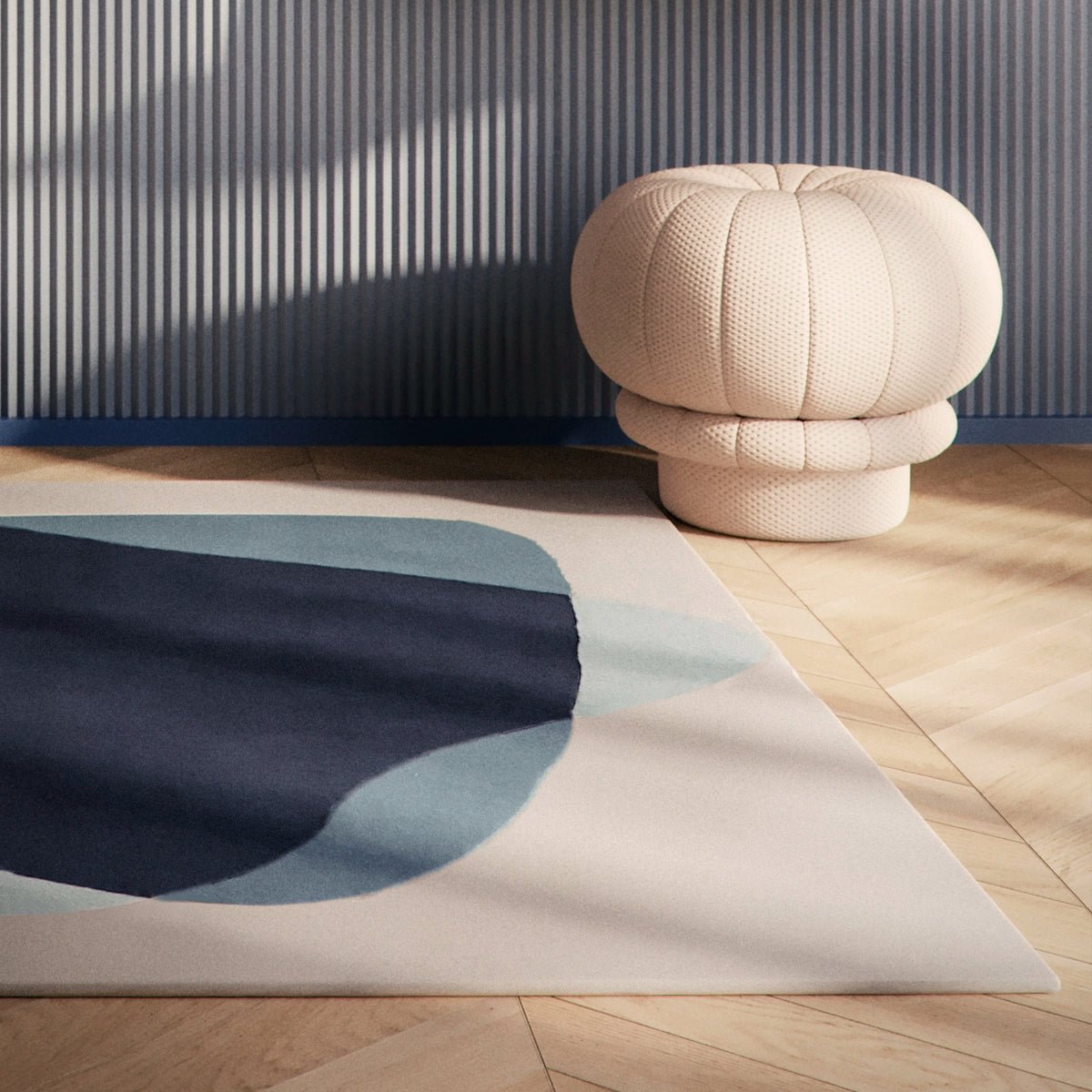 Tapis en laine tuftée rectangulaire, SERGE bleu gris, HARTO