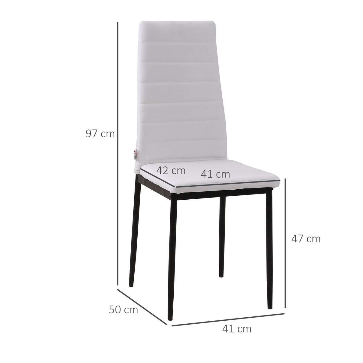 Chaise de salle à manger Lin (100% polyester) blanc, HOMCOM