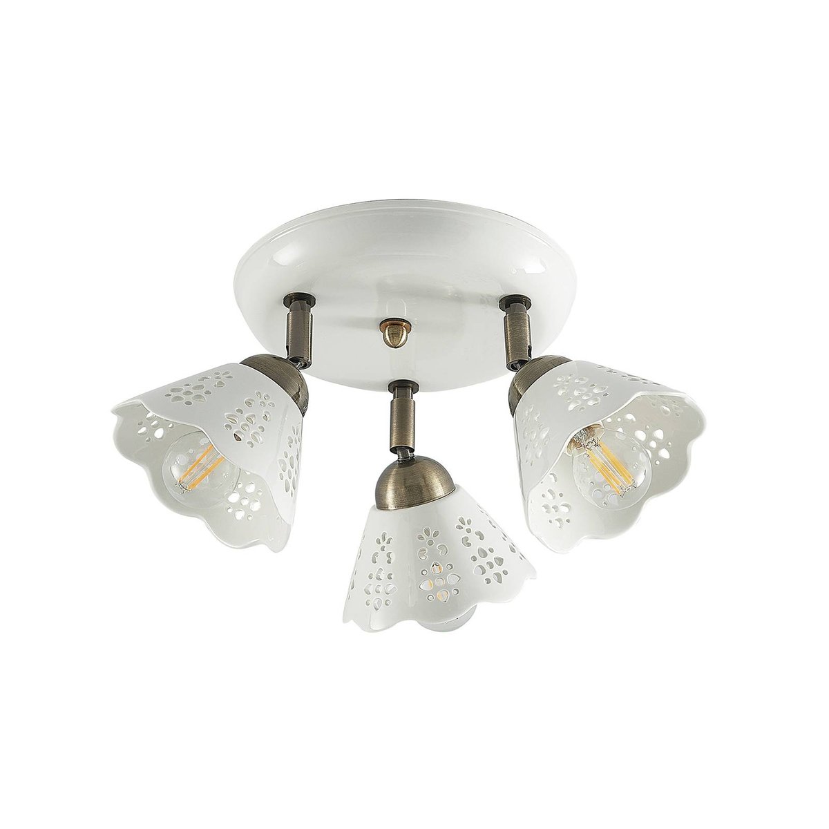 Spot en céramique traditionnel, Efgenia blanc, bronze, LINDBY