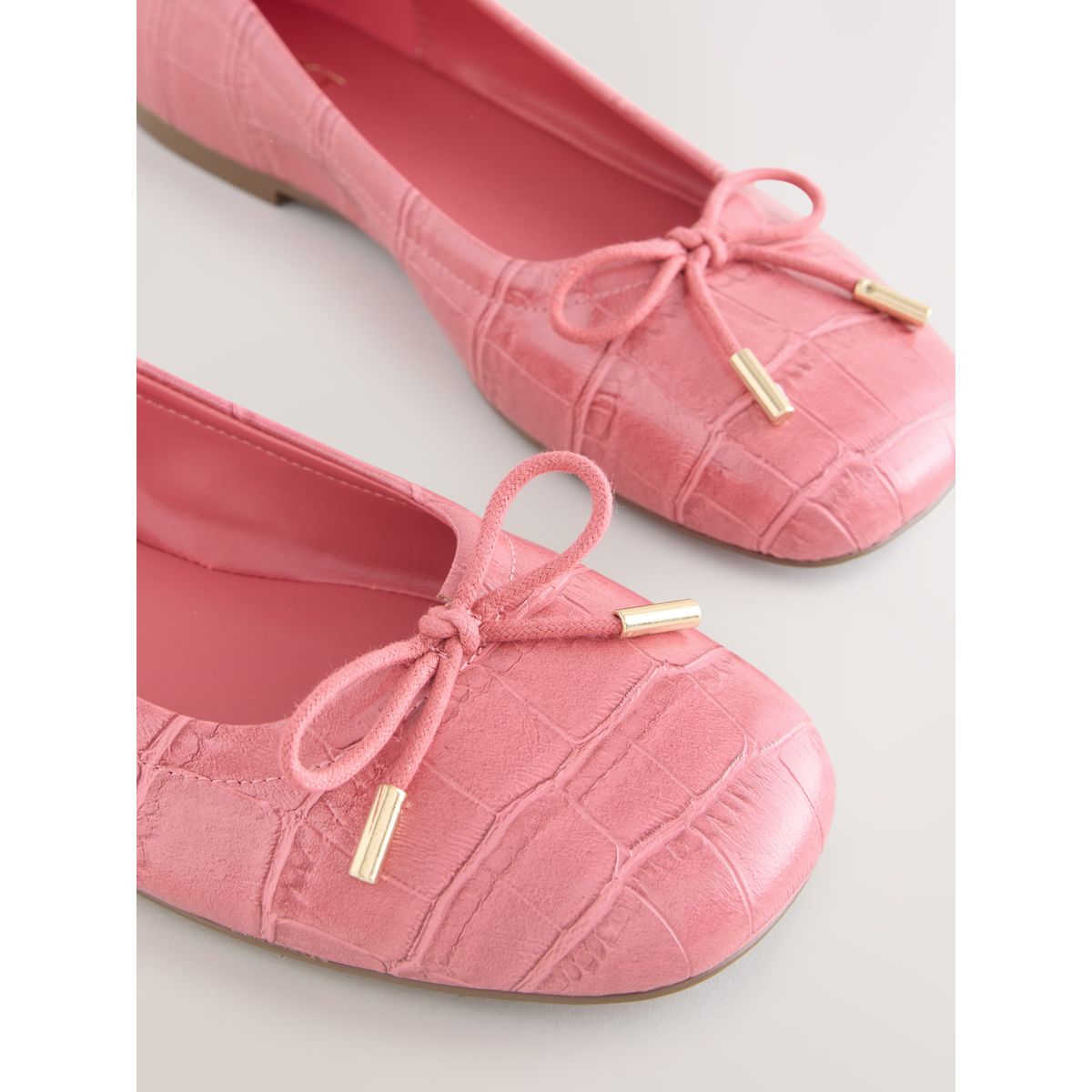 Ballerines forever comfort® à bout carré crocodile rose, NEXT