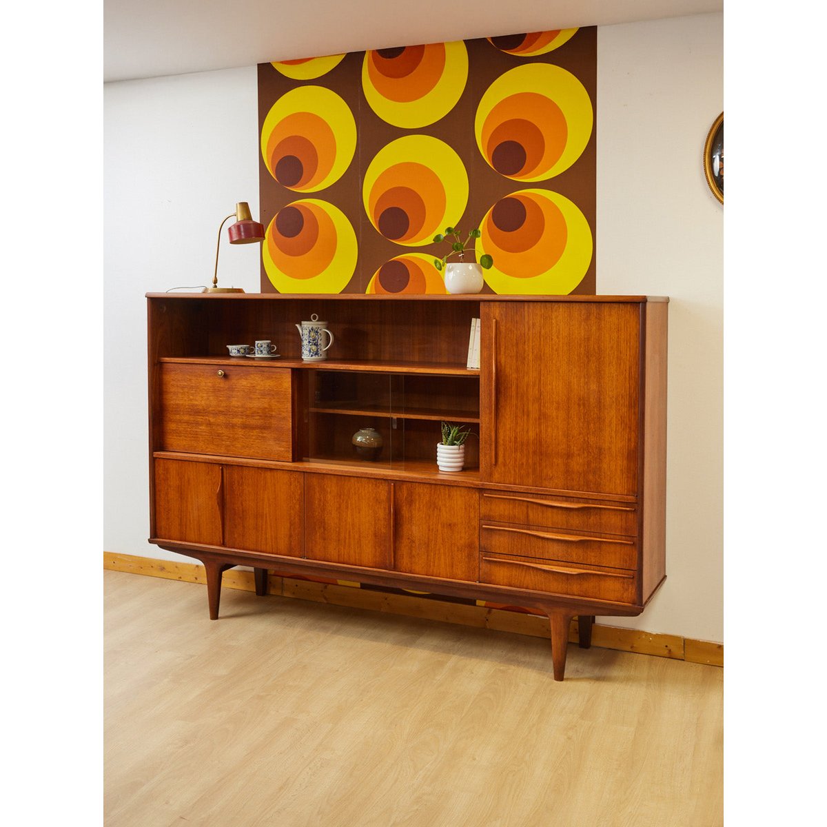 Enfilade haute scandinave en teck  Margaret N°764 - Bon état bois foncé, DEBONGOUT