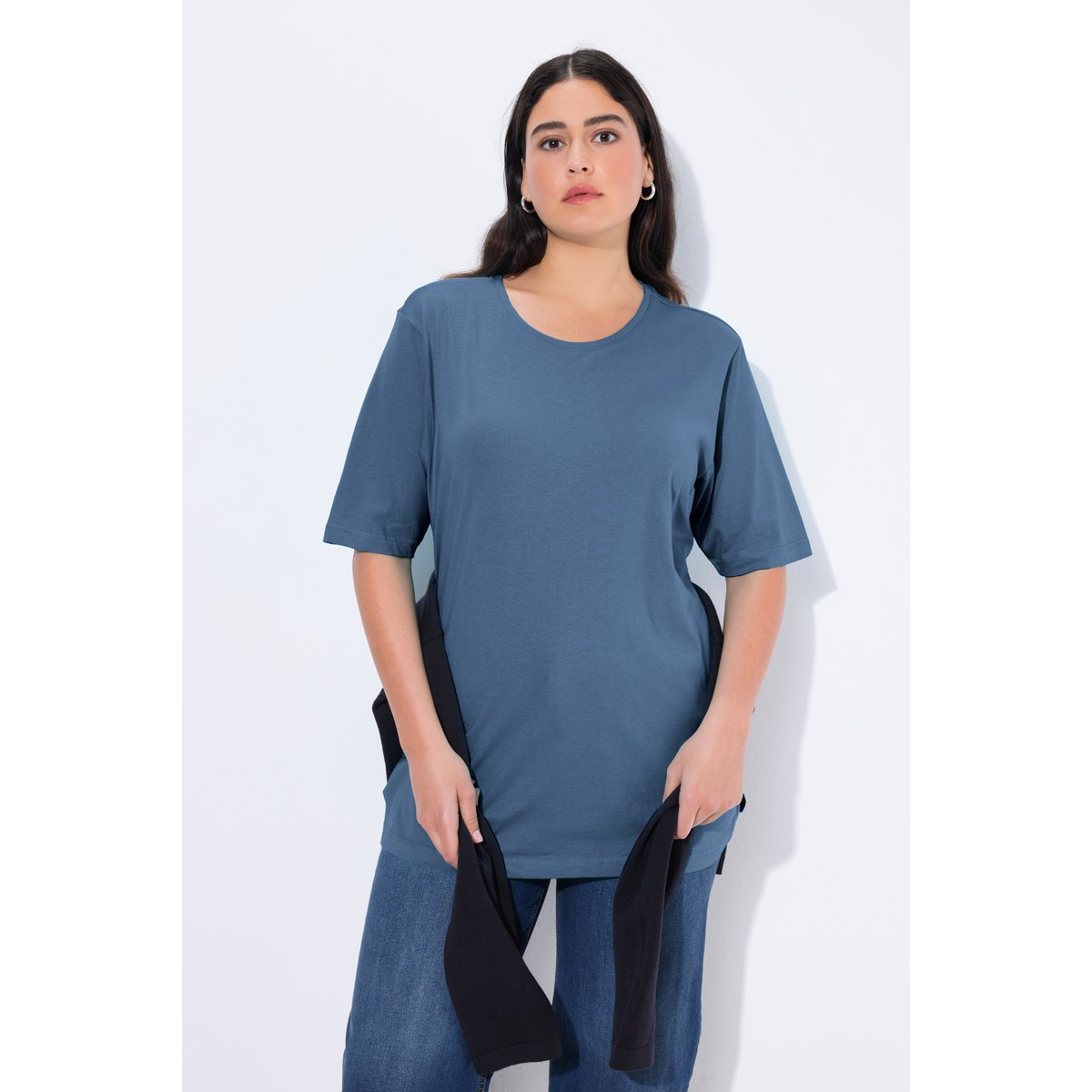 T-shirt coupe Relaxed Fit. Col bleu jean, ULLA POPKEN