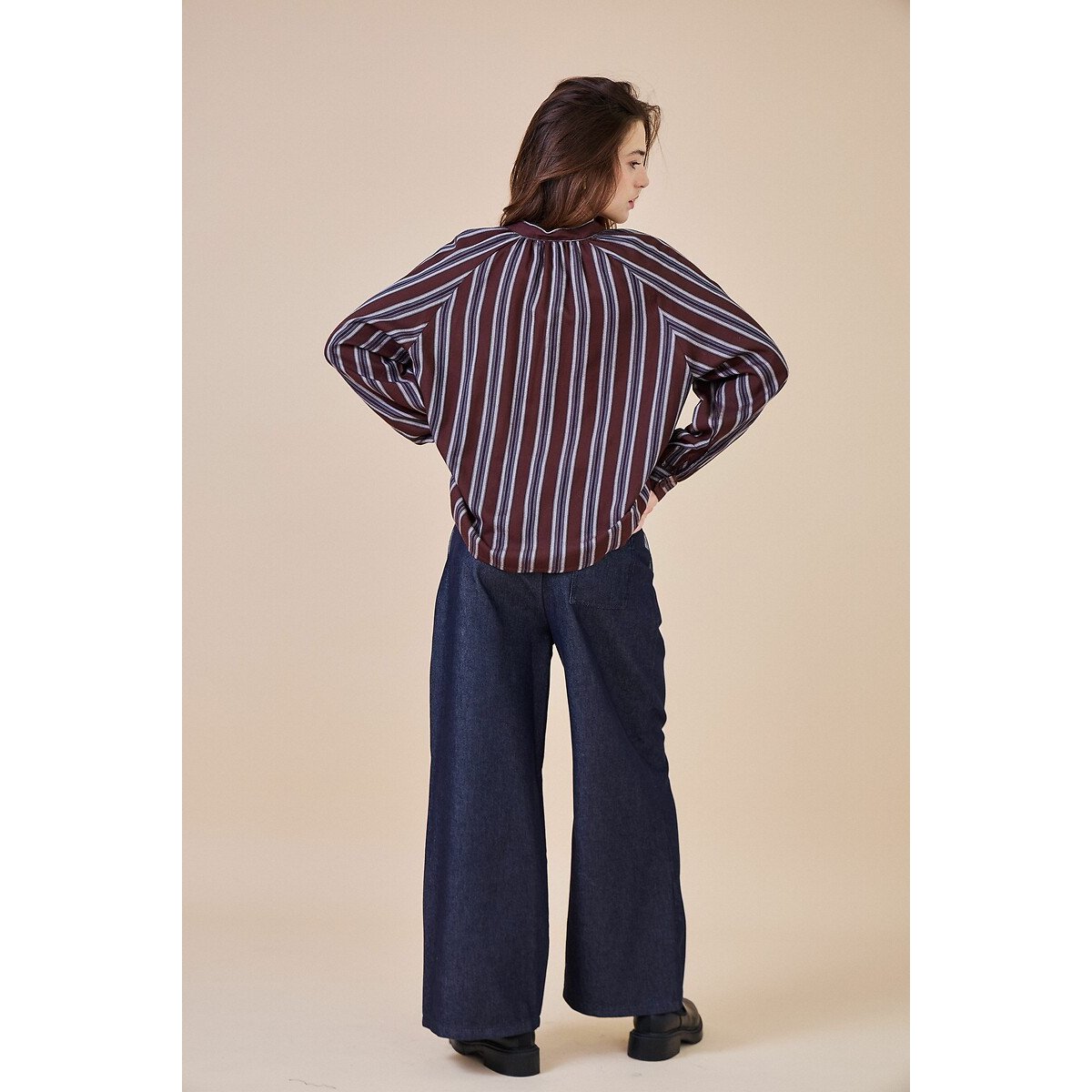 Striped Blouse brown stripes, SEE U SOON