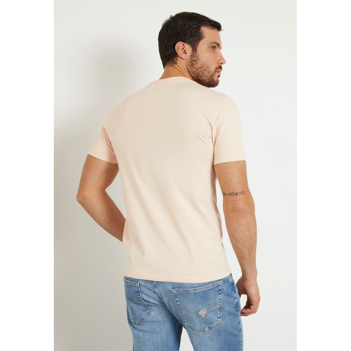 GUESS T-shirt logo brodé rose clair, GUESS