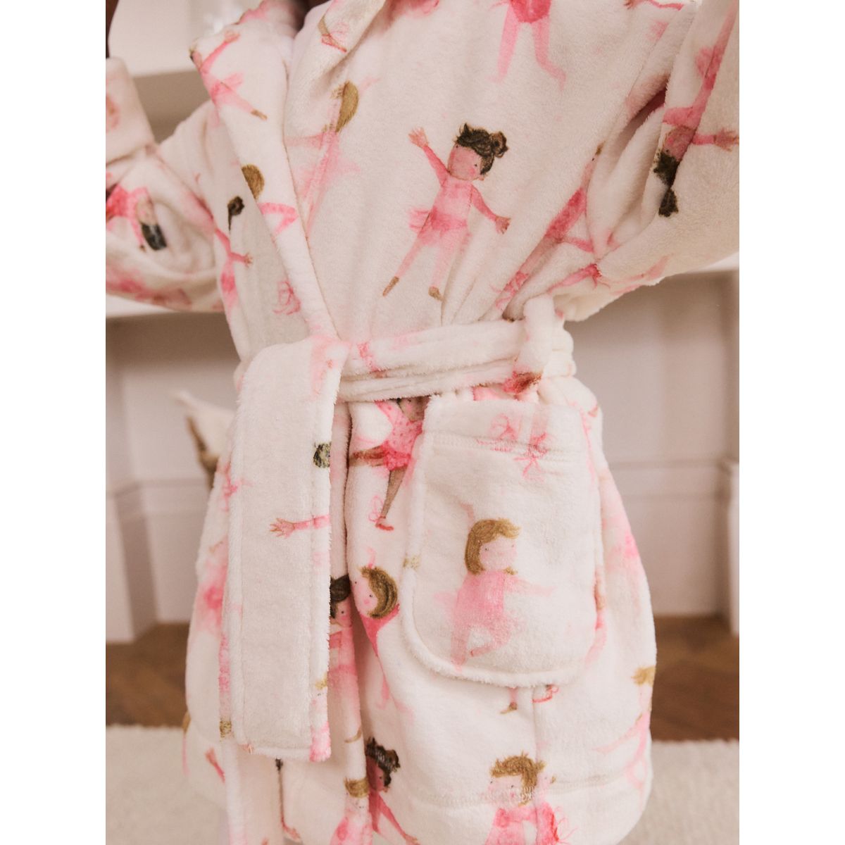 Robe de chambre en polaire ballerine blanche/rose, NEXT