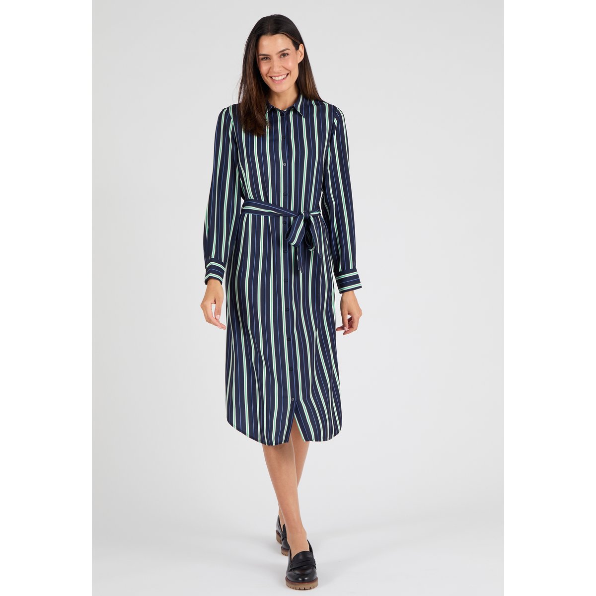 Robe-chemisier rayée bleu marine rayé, DAMART