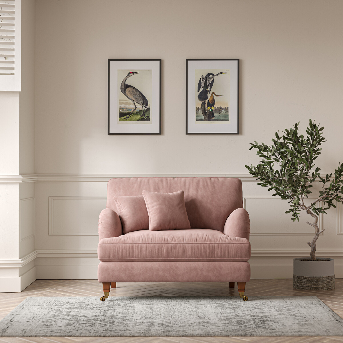 Emeline Soft Brushed Snuggle Chair with Castor Legs old rose, ÉDITÉ