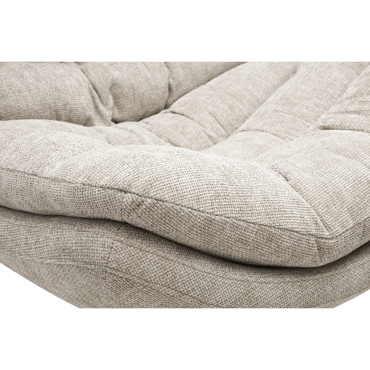 Fauteuil pivotant en tissu effet velours texturé beige et métal noir LOMI beige, MILIBOO