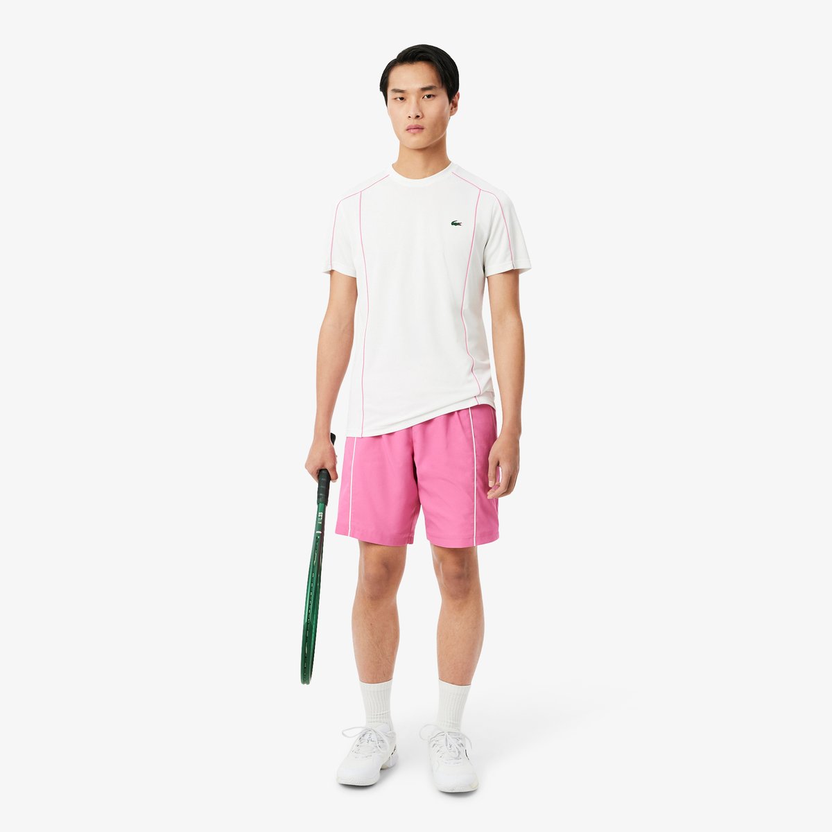 T-shirt Sport Ultra Dry liserés blanc-001, LACOSTE