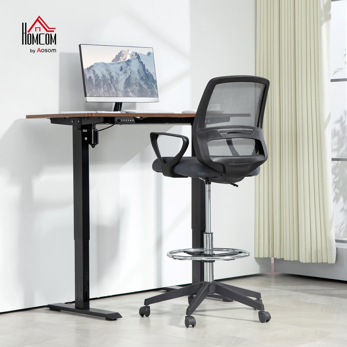Chaise de bureau pour poste de travail debout gris, HOMCOM