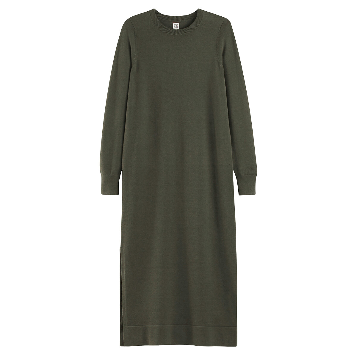 Robe pull, longue, manches longues vert kaki, LA REDOUTE COLLECTIONS