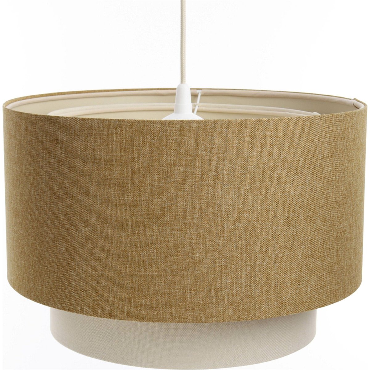 Suspension en tissu rond Boho Elegant beige crème avec dessous ivoire, BPS KONCEPT