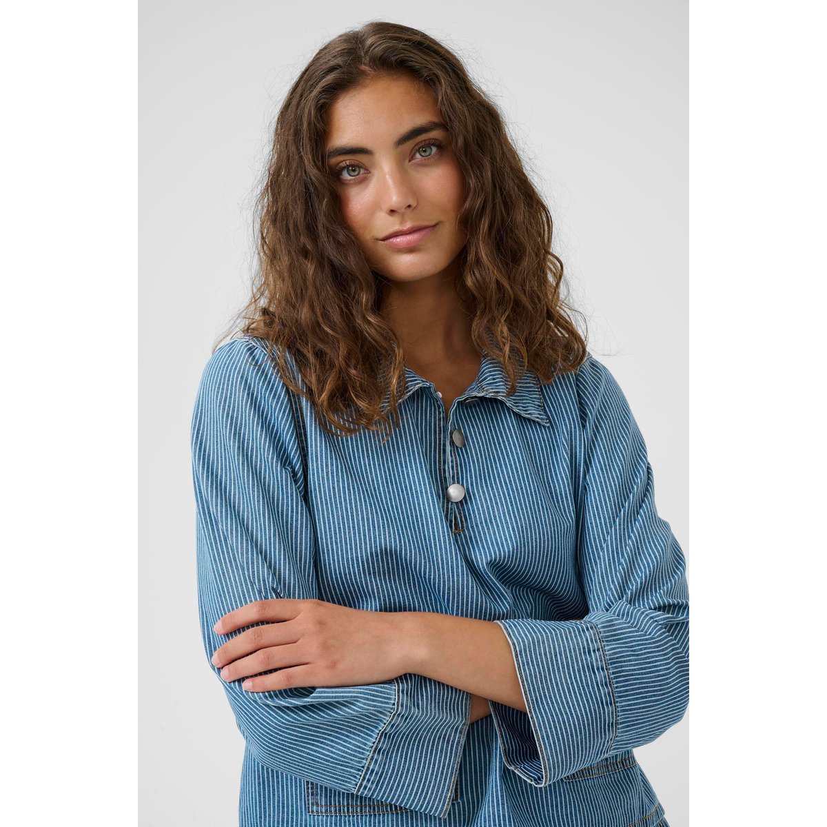 Chemise à manches longues bleu/blanc rayures, CULTURE