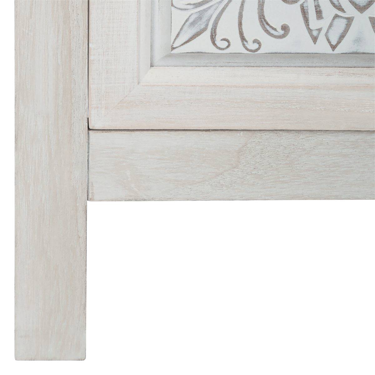Commode 3 tiroirs en bois motifs embossés HINA blanc, ATMOSPHERA