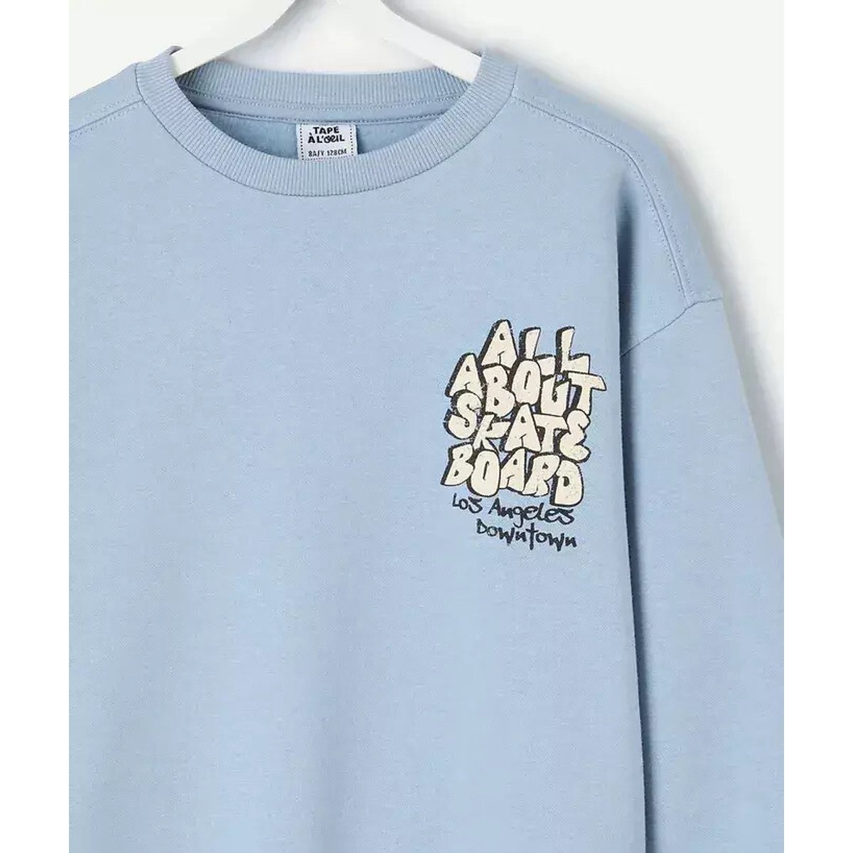 Rundhals-Sweatshirt mit Print vorne und hinten blau, TAPE A L'OEIL