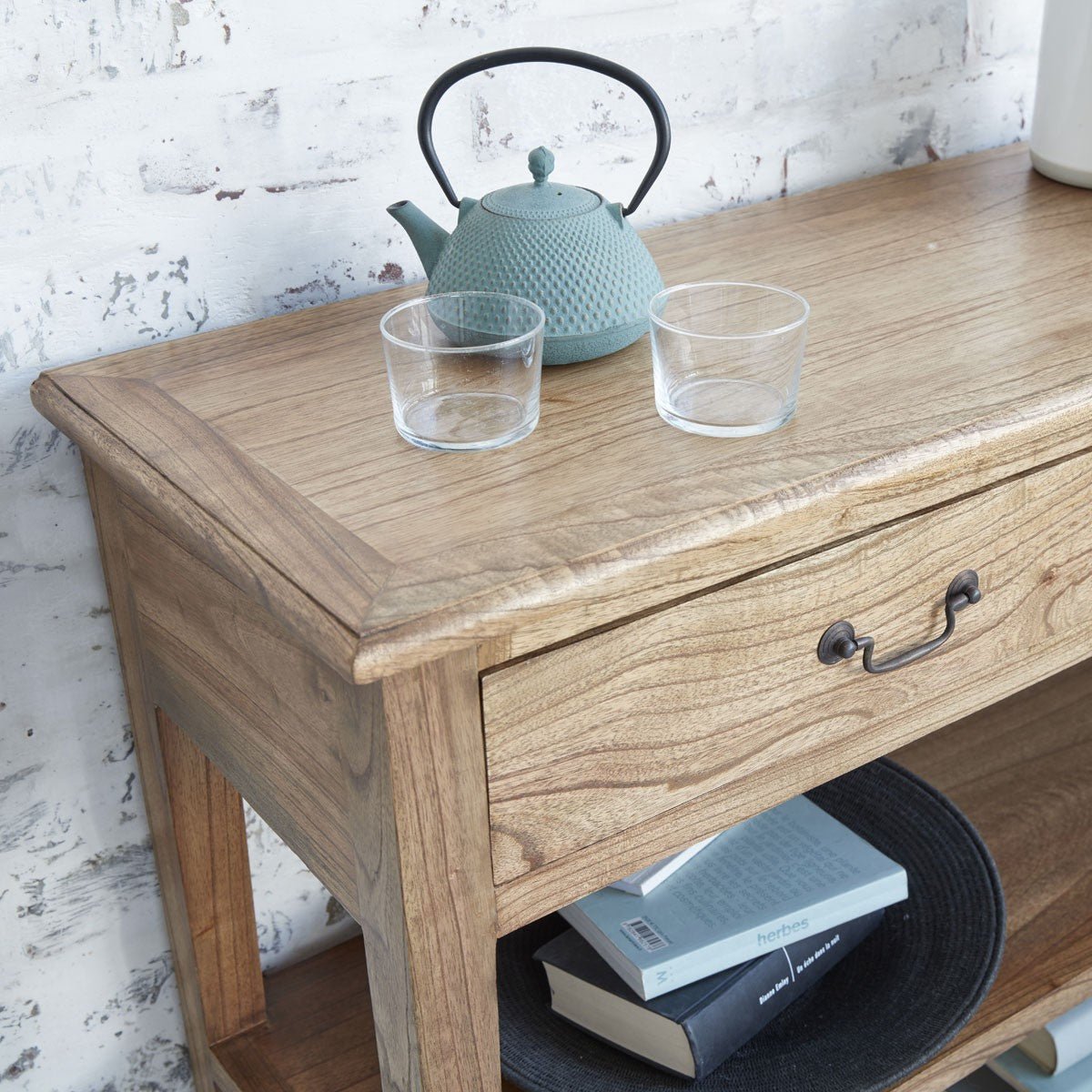 Console en bois massif 120 cm 2 tiroir SIMONE naturel, BERAH GETAH