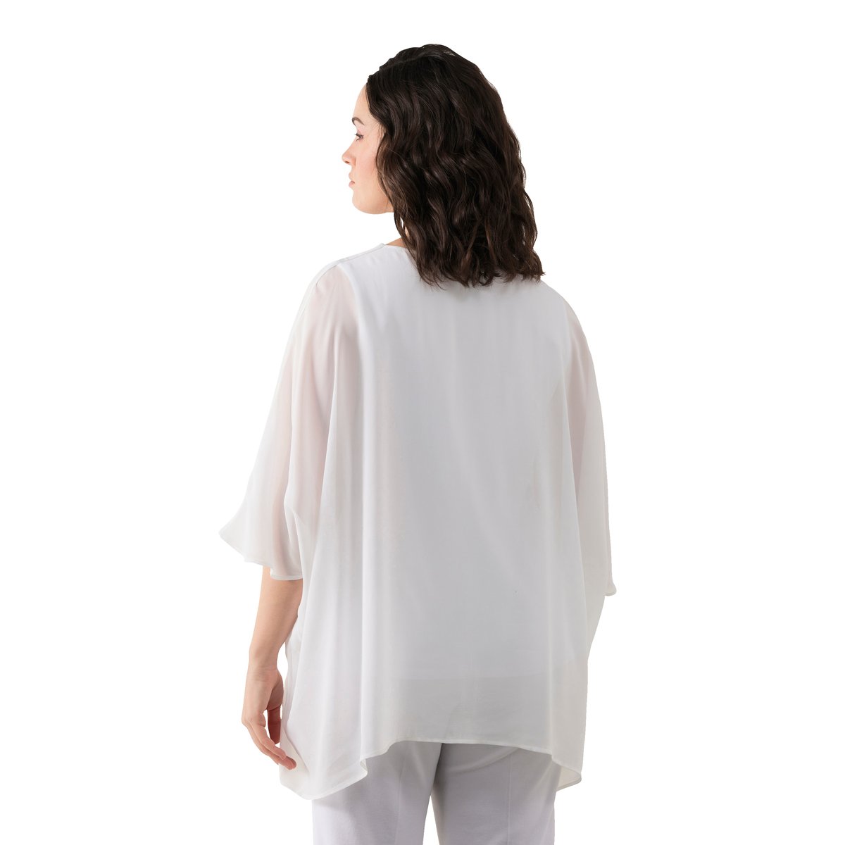 Tunique oversized à col V et manches courtes vert bleu, ULLA POPKEN