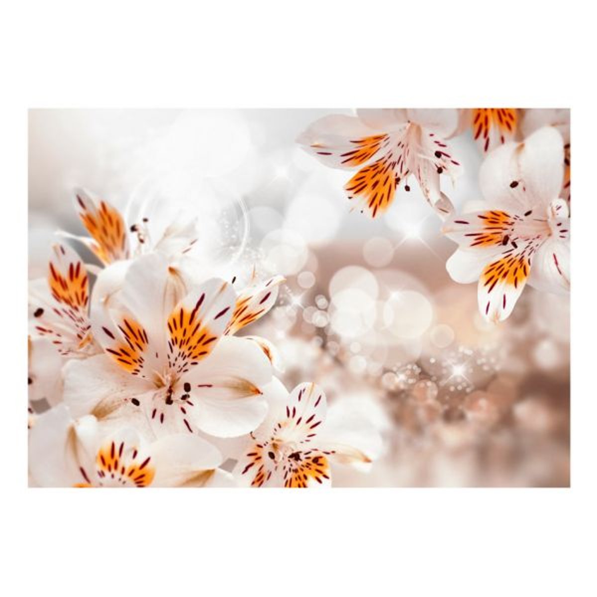 Papier peint intissé panoramique Fleurs Lily of the Incas orange / cuivré, EDEN