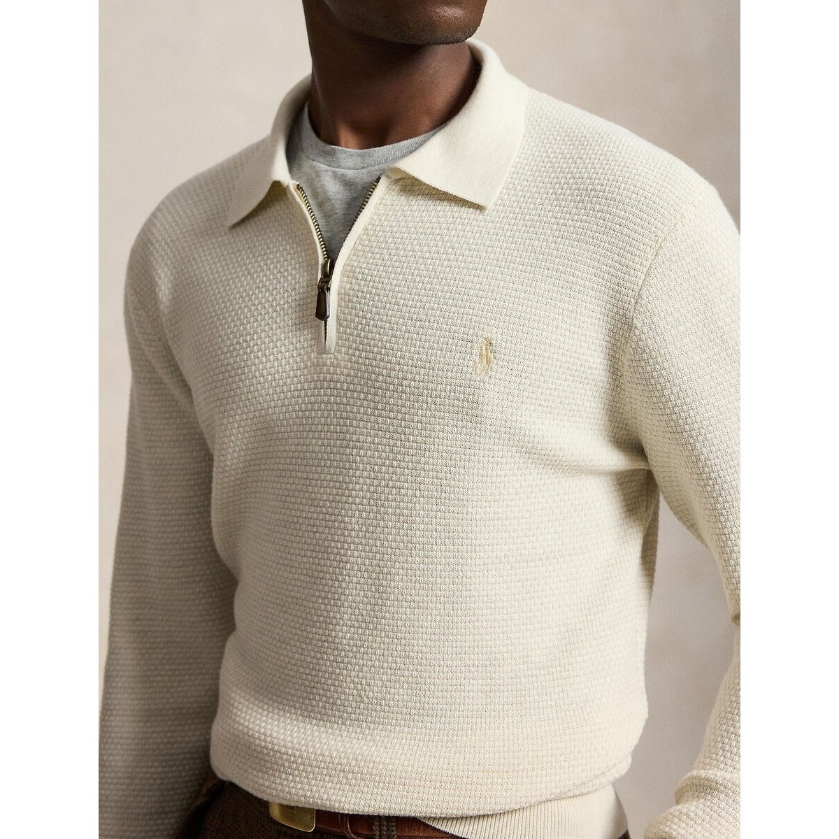 Pull camionneur, en laine mérinos crème, POLO RALPH LAUREN