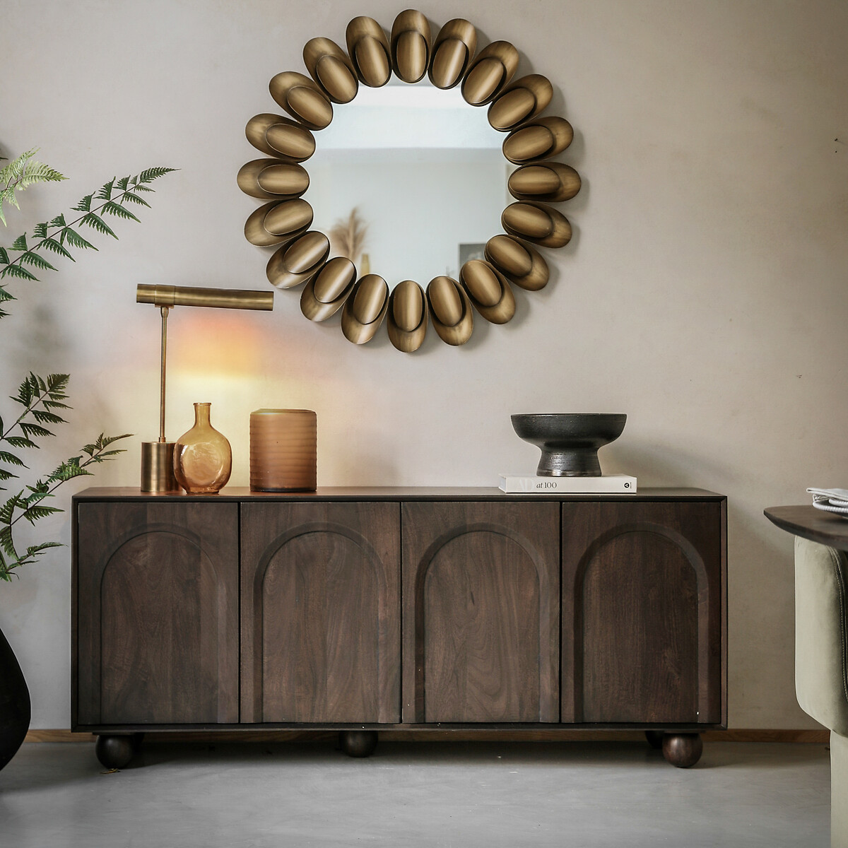 Akron Arch Large Mango Wood Sideboard with Ball Feet brown , ÉDITÉ