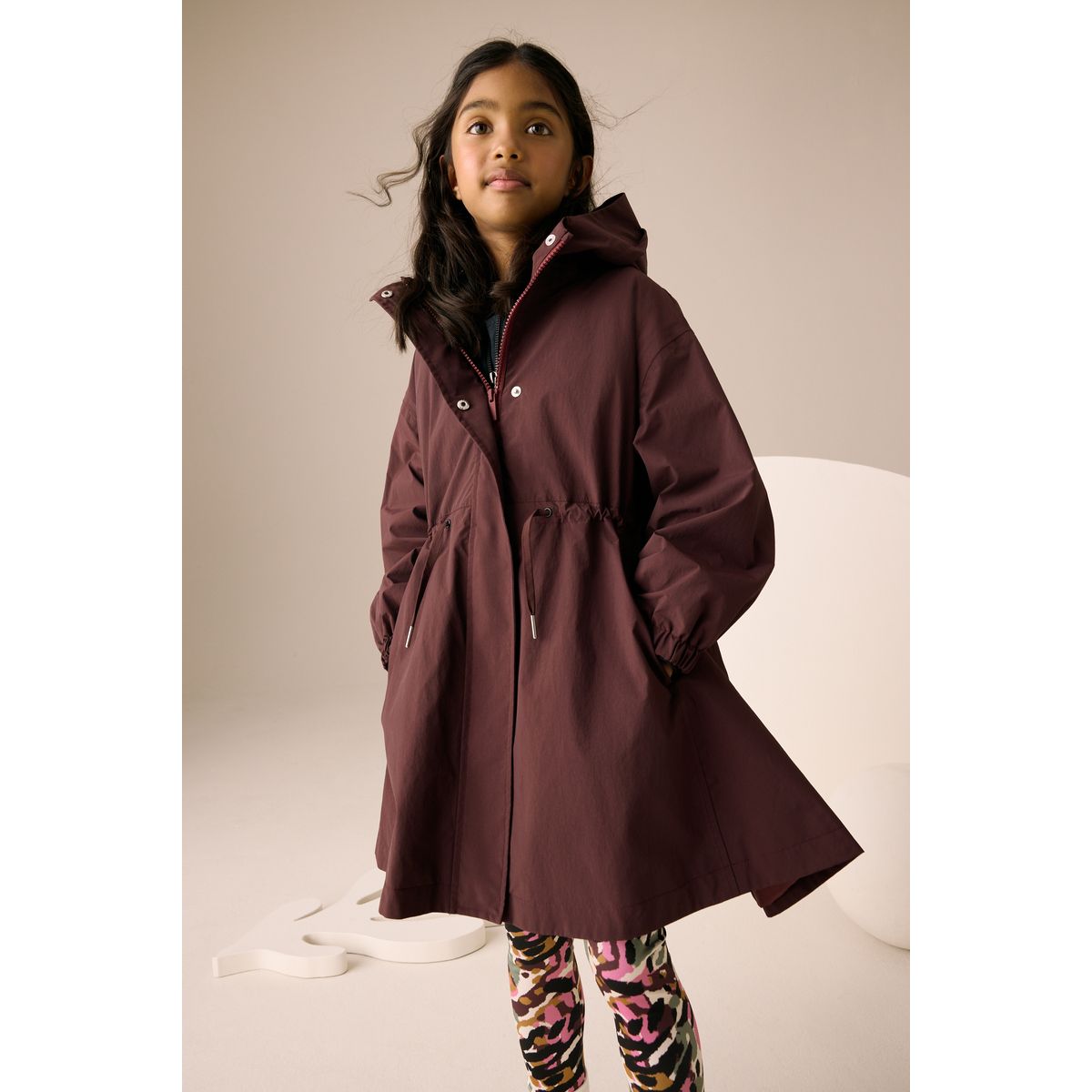 Anorak imperméable avec bas évasé rouge bordeaux, NEXT