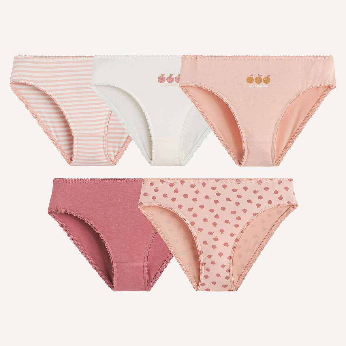 Set van 5 slips roze+ecru, LA REDOUTE COLLECTIONS