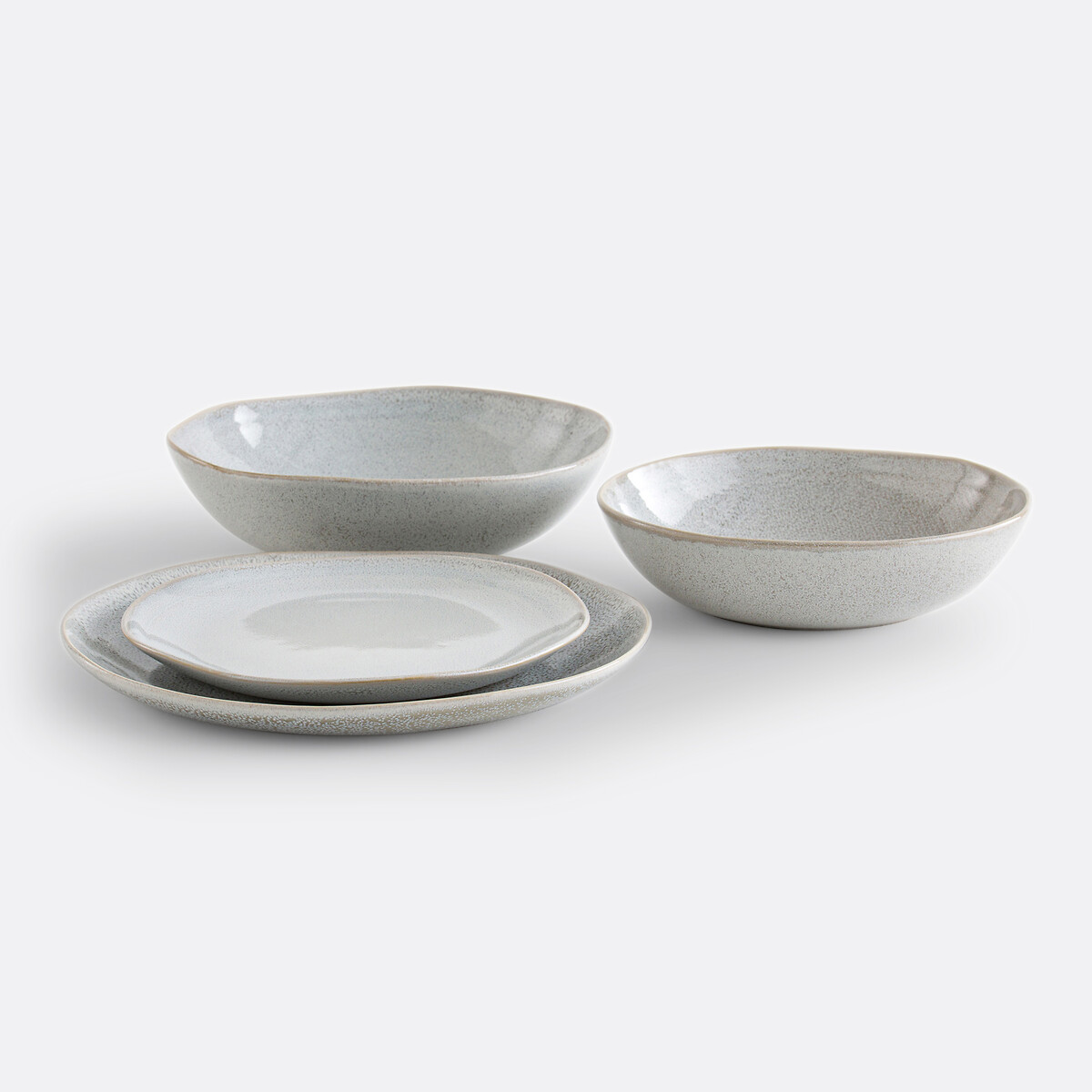 Lot de 4 assiettes à dessert grès, Soul gris clair, LA REDOUTE INTERIEURS