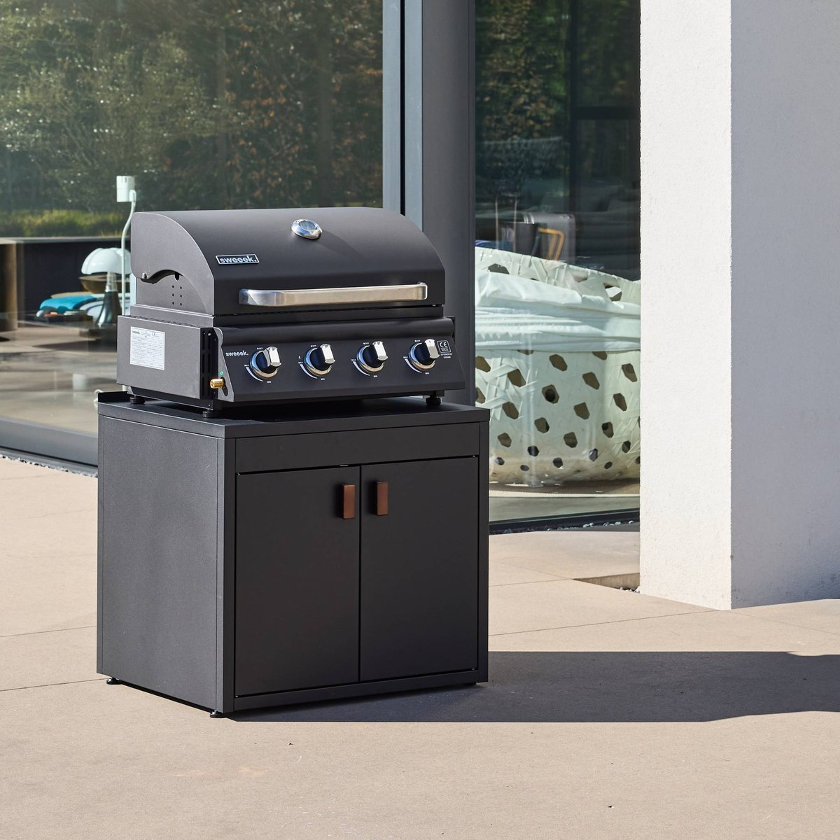 Module de cuisine extérieure acier 2 portes L75,5cm THIRA noir, SWEEEK
