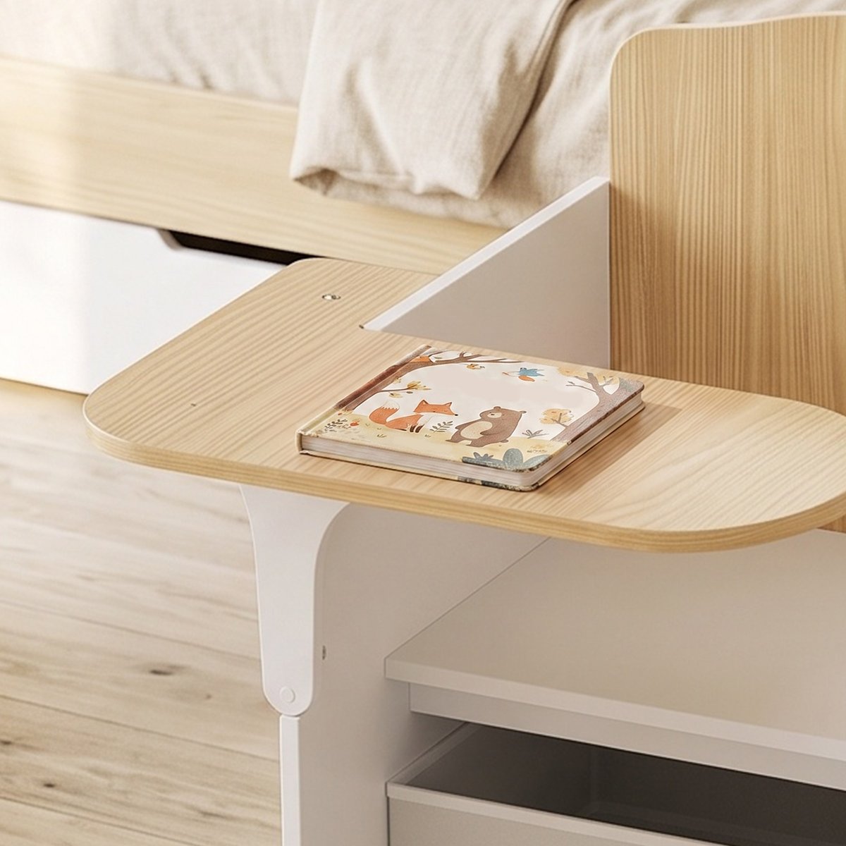 Ensemble table et chaises pour enfants MDF blanc, bois clair, AIYAPLAY