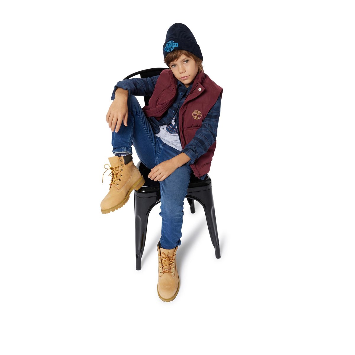 Doudoune zippée à logos marsala, TIMBERLAND