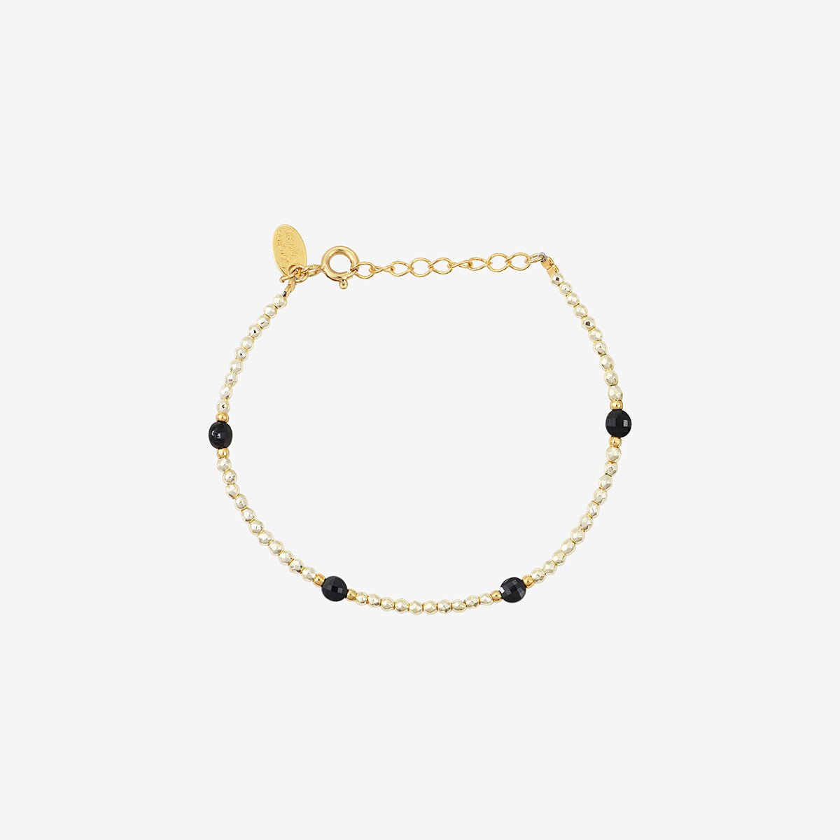 Bracelet indie amante hematite light gold/onyx beige, CAROLINE NAJMAN