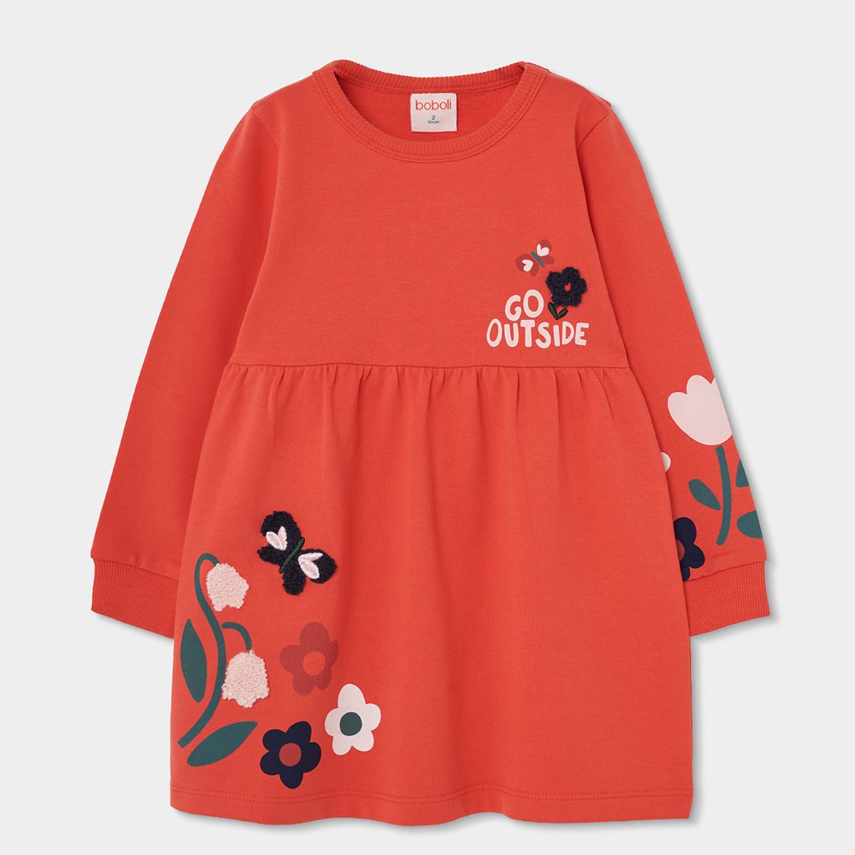 Robe fille en molleton imprimée fleurs multicolore, BOBOLI