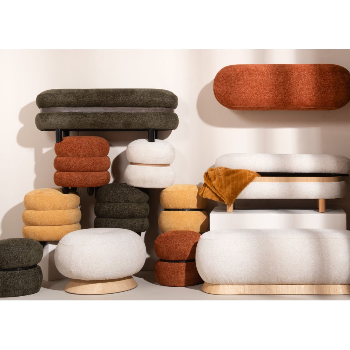 Pouf Nuage 38 cm jaune, AMADEUS