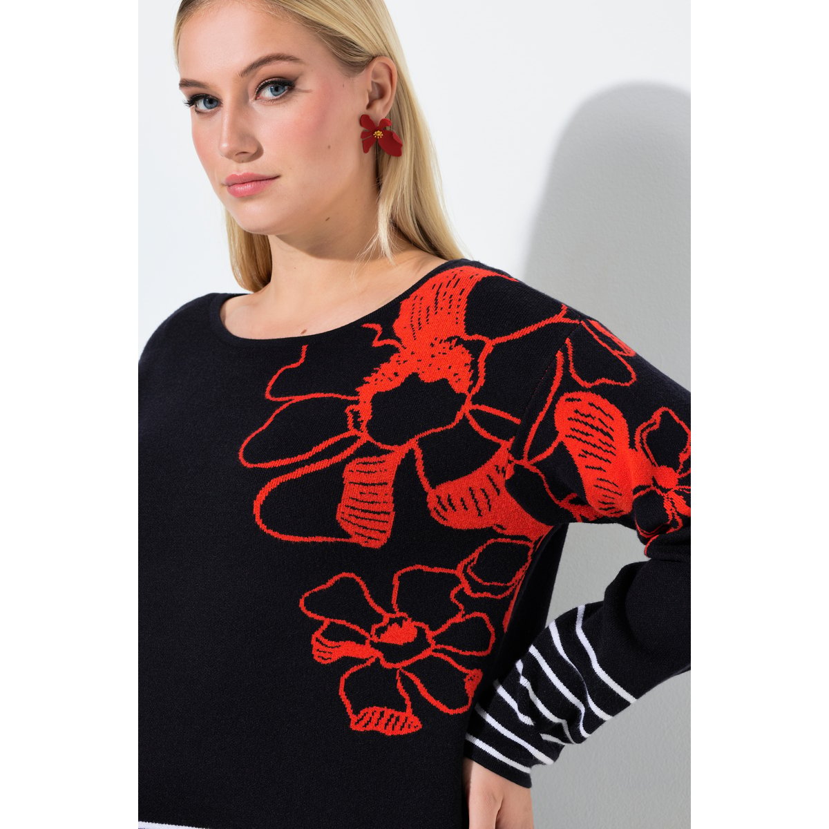 Pull encolure bateau et manches longues marine, ULLA POPKEN