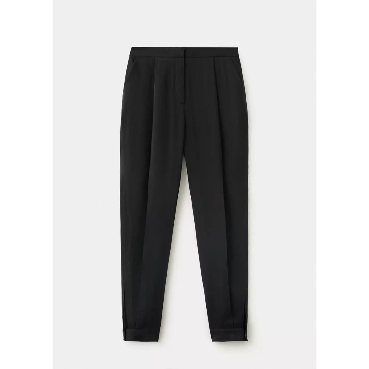 Pantalon bouffant en cupro noir, MANGO