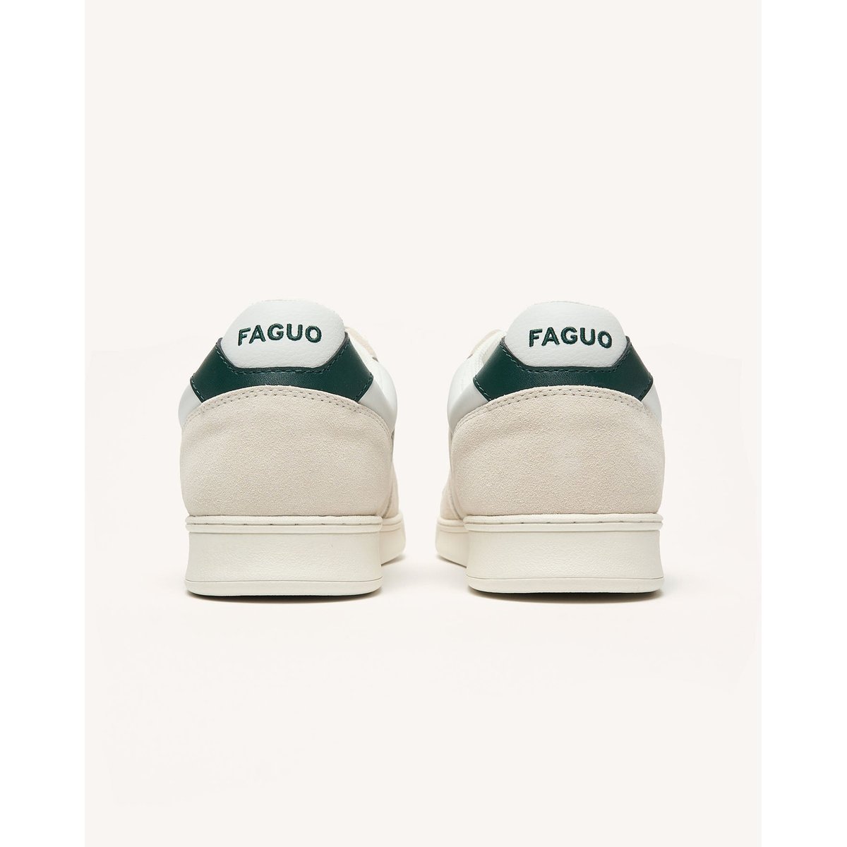 Baskets basses en cuir blanc et vert, FAGUO