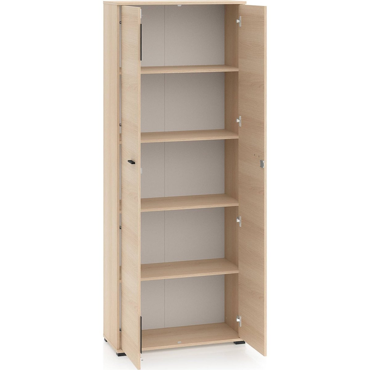 Armoire de bureau verrouillable ODELIS chêne lindberg et beige cachemire, RECOLLECTION
