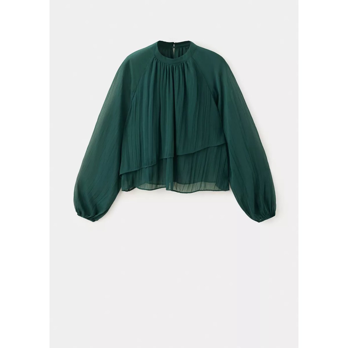 Blouse bouffante à volants bleu pétrole, MANGO TEEN