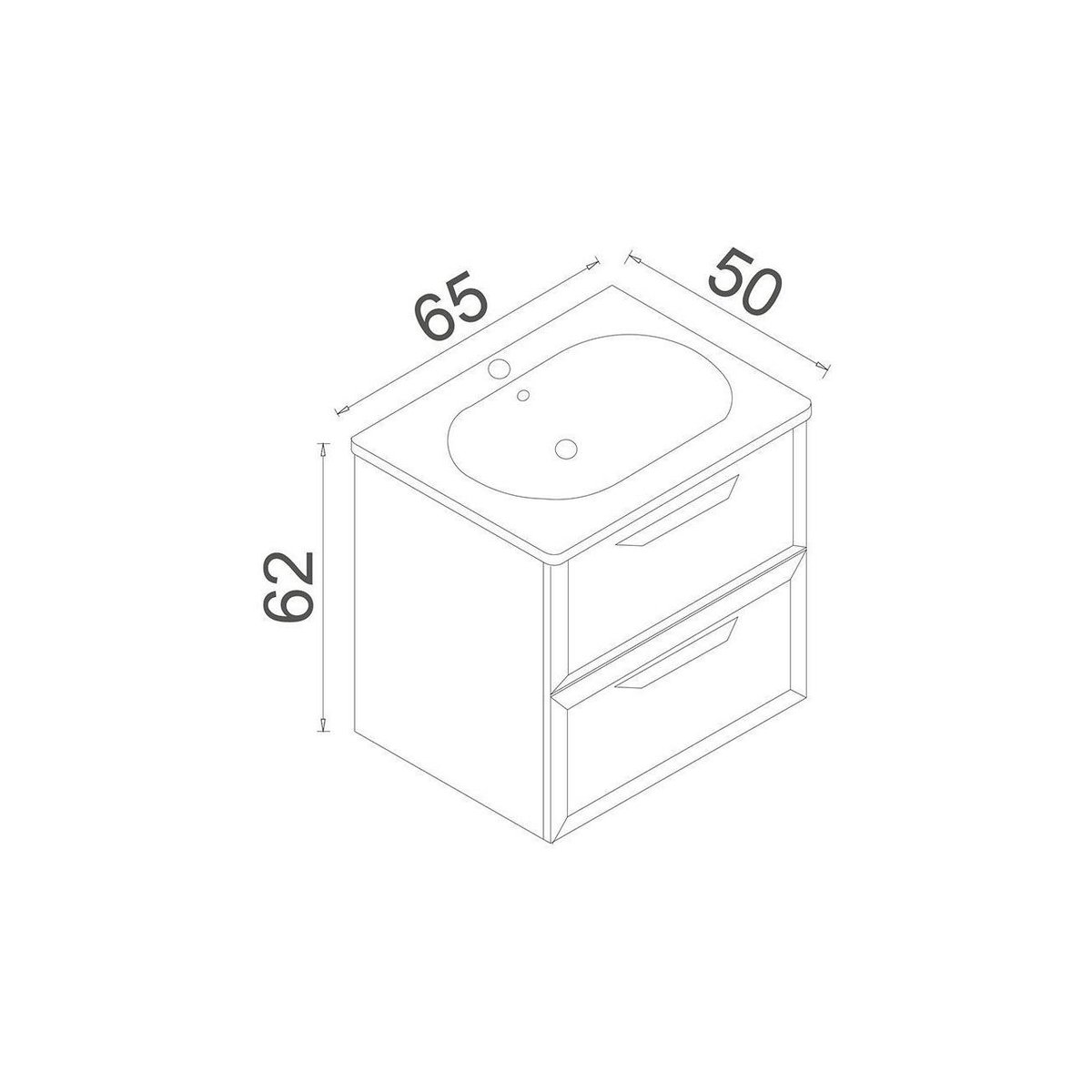 Meuble vasque 65 cm 2 tiroirs NEREE cachemire, PIER IMPORT