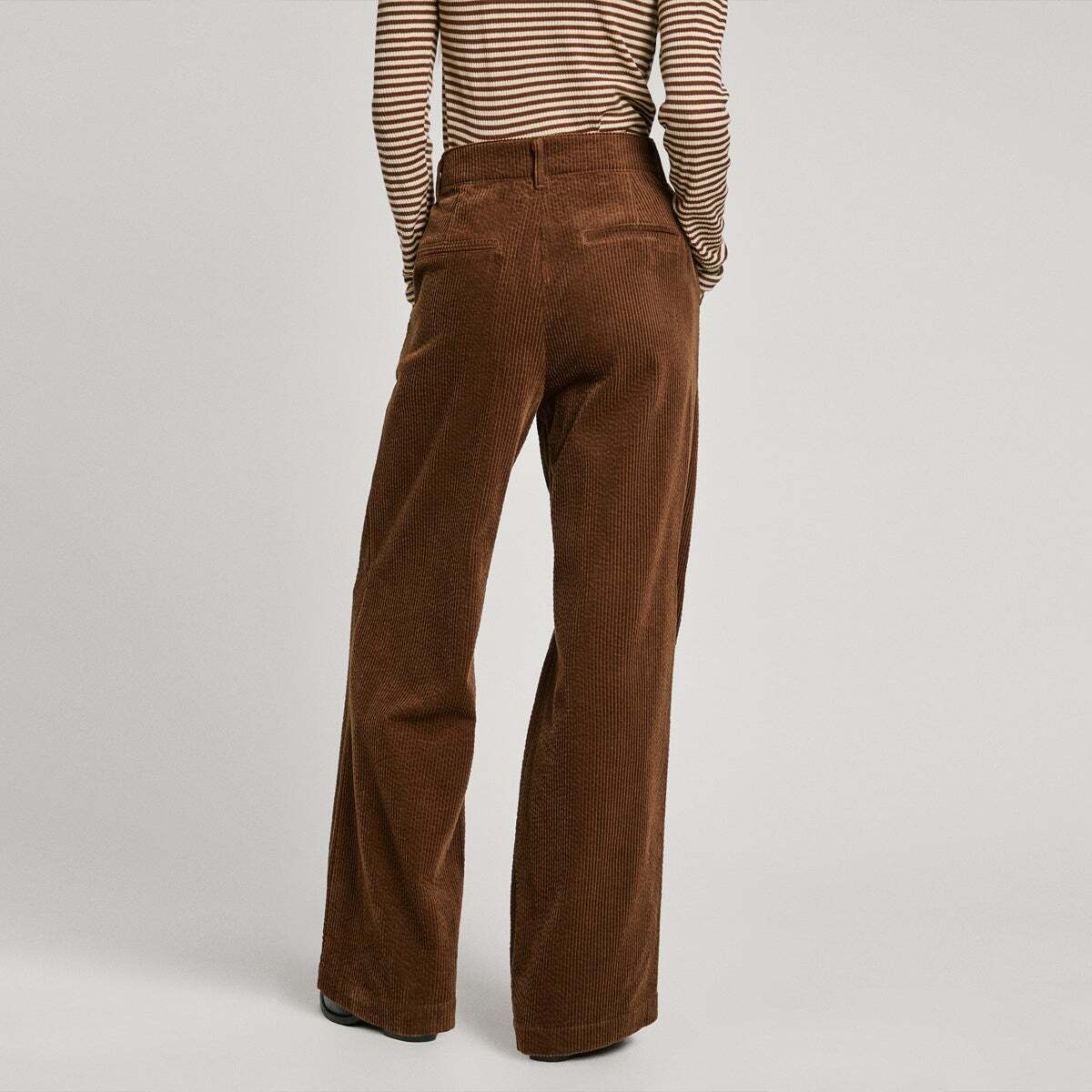 Pantalon large en velours, pinces sur le devant DA brun terre, PEPE JEANS