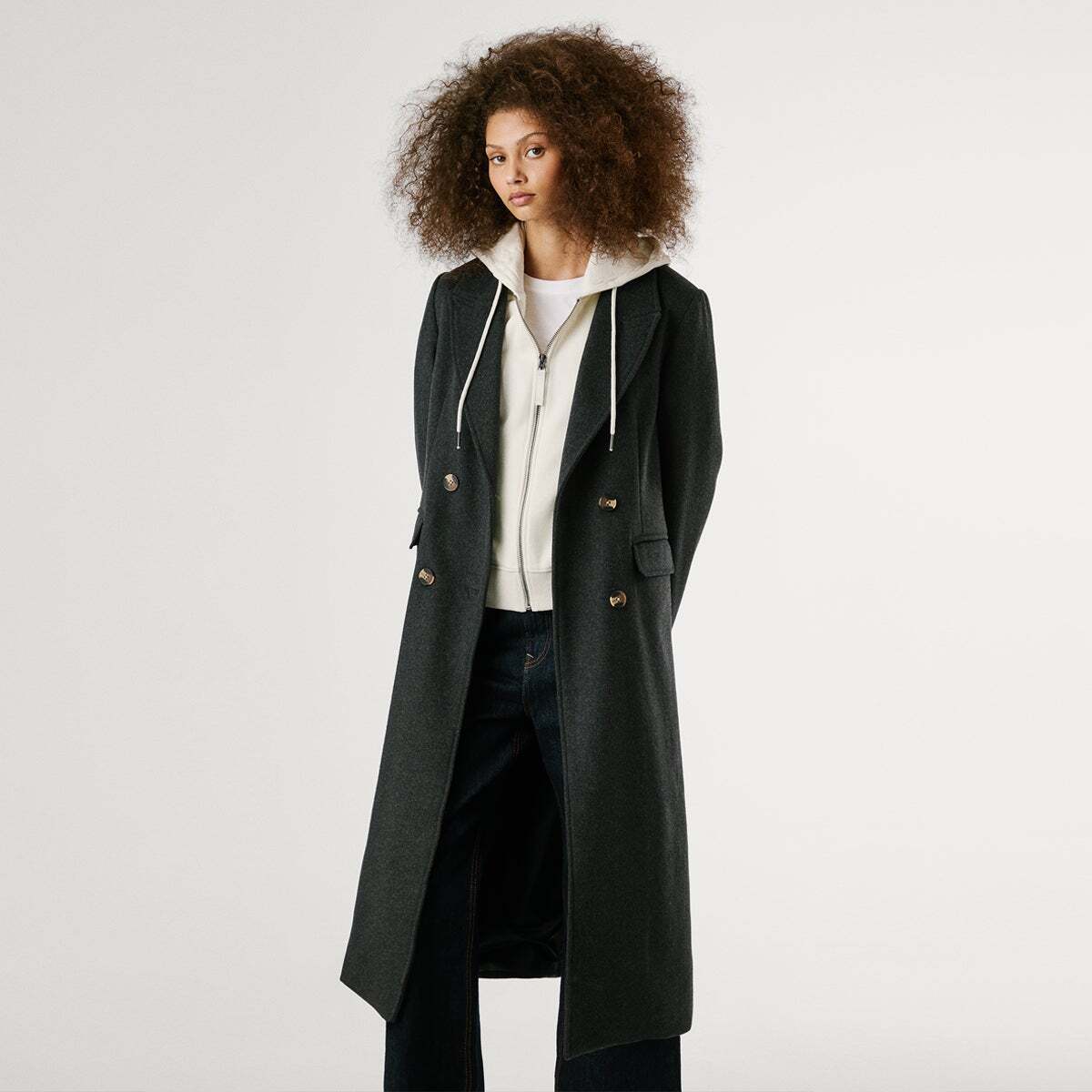 Manteau Long Croisé gris, PEPE JEANS