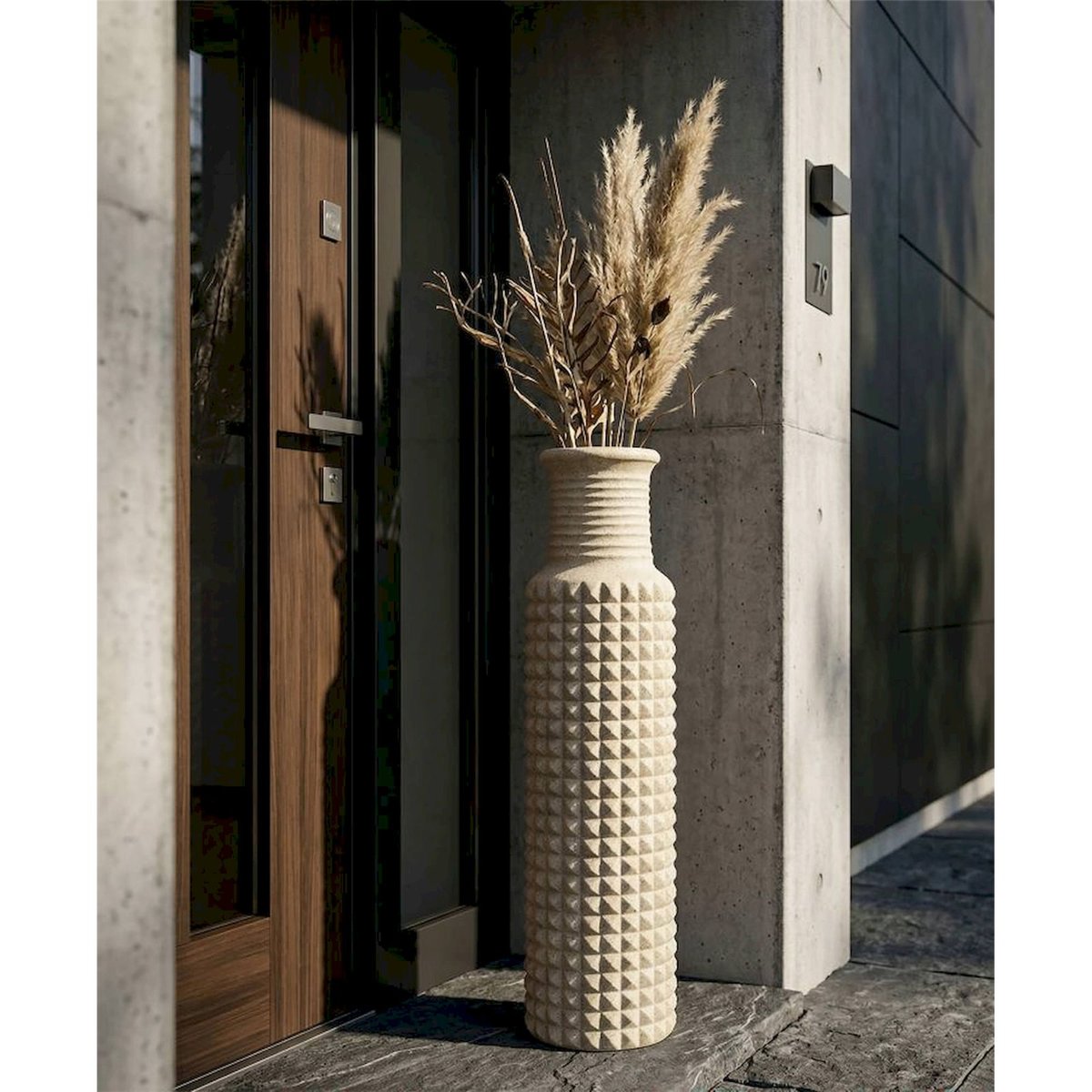 Grand vase extérieur effet pierre MODERN beige effet pierre, RECOLLECTION