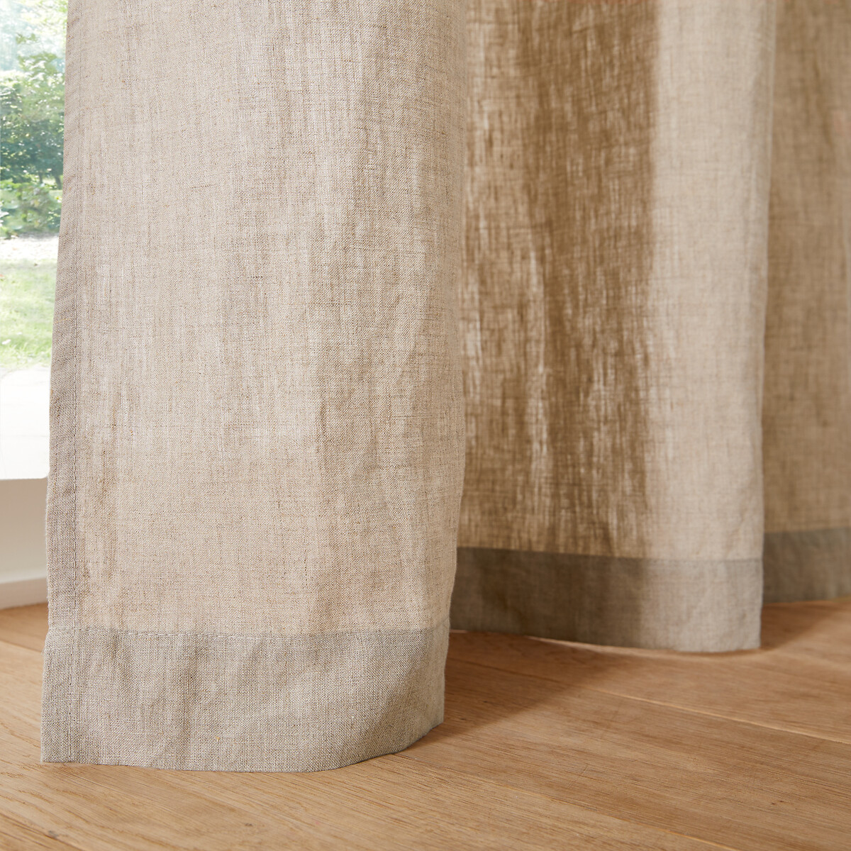 Cortina de lino lavado con trabillas ocultas, Onega natural, LA REDOUTE INTERIEURS