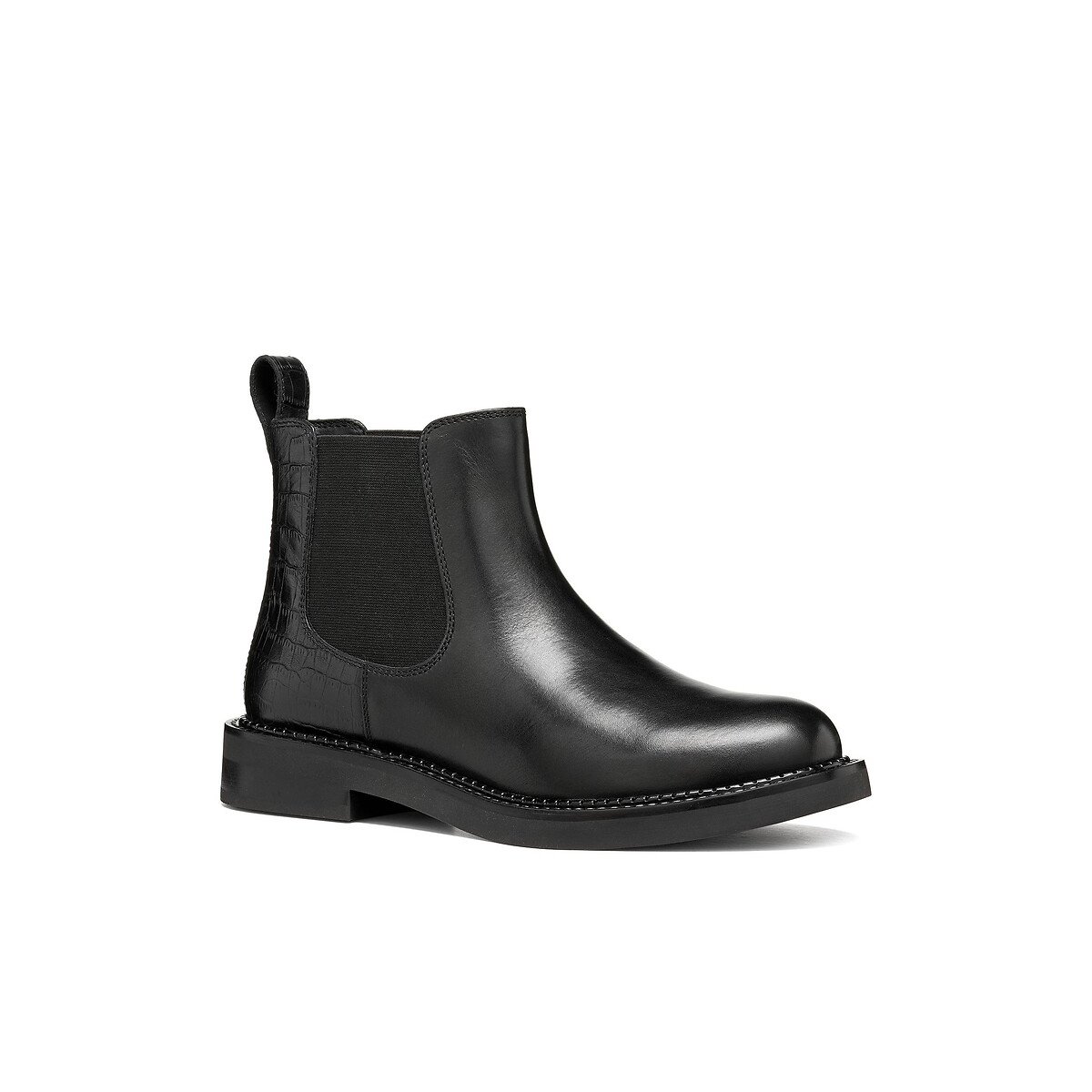 Chelsea-Stiefeletten aus Leder, SERILDA schwarz, GEOX