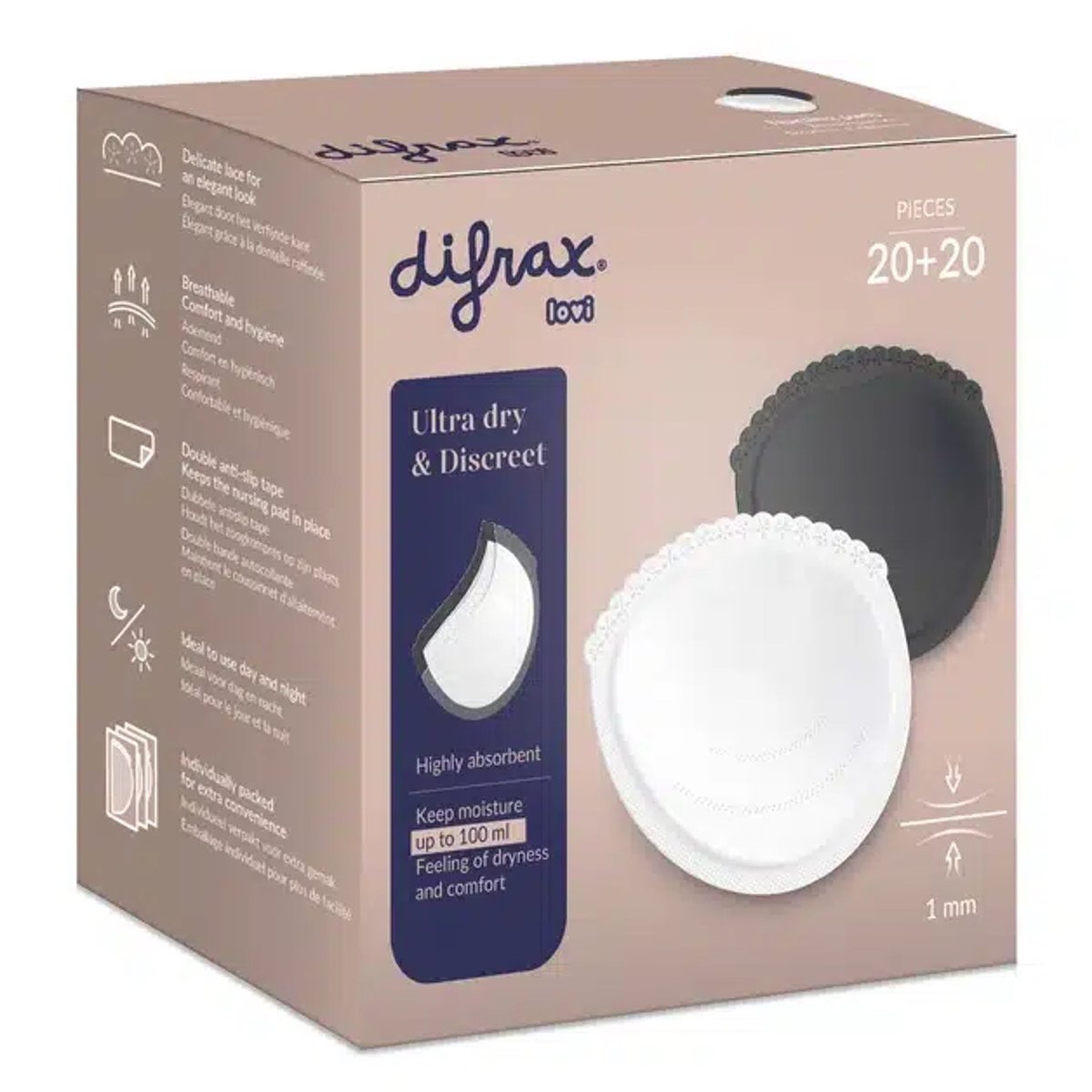 Coussinet d'allaitement 40 pièces blanc & noir blanc / noir, DIFRAX