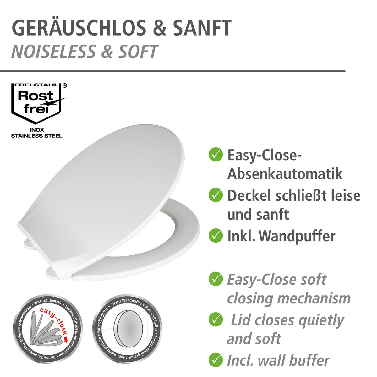 Abattant WC Premium avec frein de chute KOS blanc, WENKO