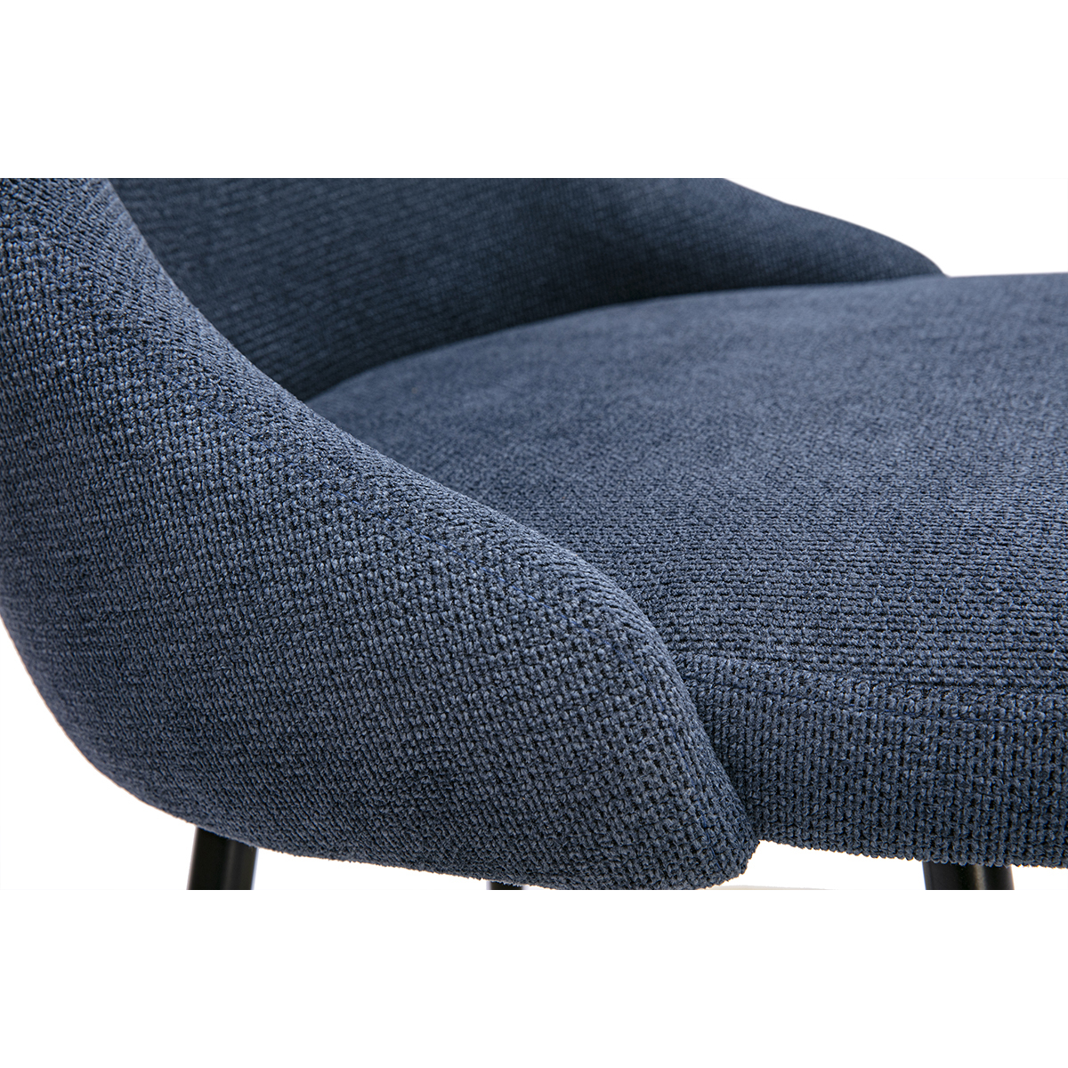 Chaises en tissu chenille terre brûlée et métal noir (lot de 2) HASTA bleu foncé, MILIBOO